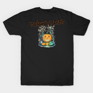 Trick 'R Treat Glowing Pumpkin in Enchanted Forest T-Shirt